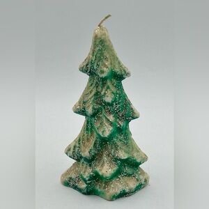 Vintage Gurley Christmas Tree Candle 1950s Glitter Green 6"